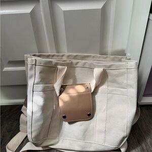 Canvas Tote Bag with Tan Accent